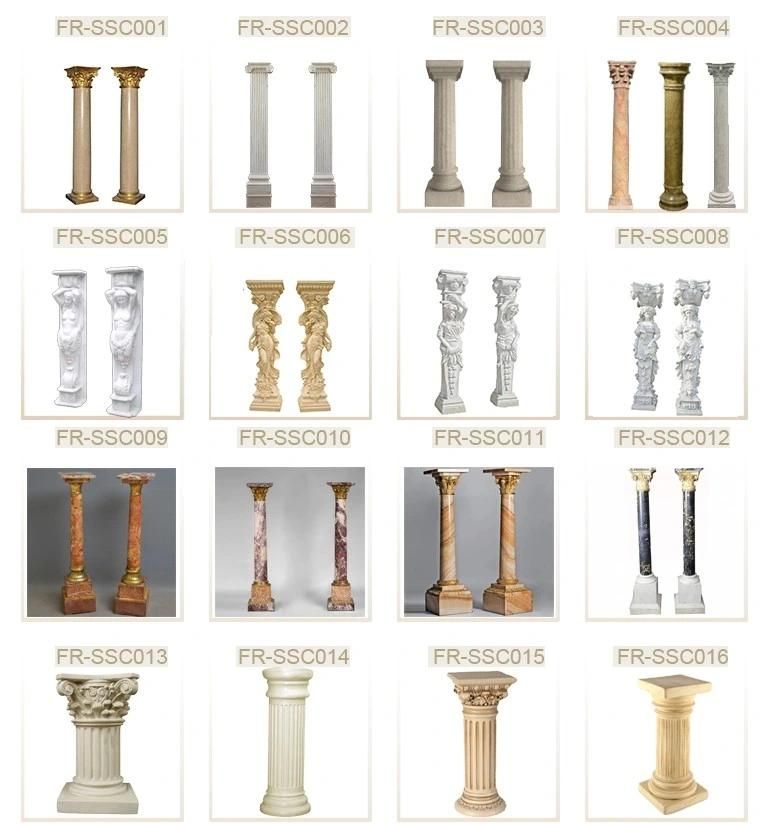 Modern Natural Solid Marble Pillars Nouveau Marble Roman Column with Lady Sculpture