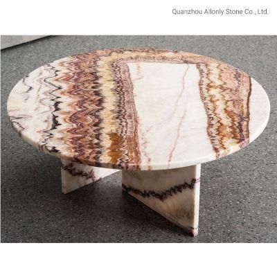 Hotel Luxury Hallway Center Custom Natural Marble Onyx Table Top