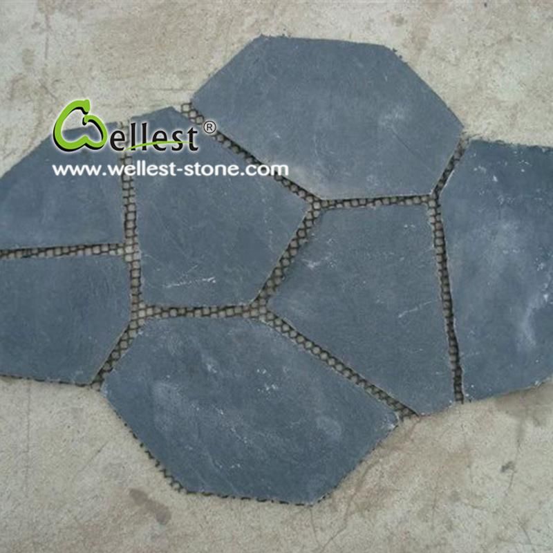 Irregular Black Slate Flagstone for Outdoor Paving (S018 black slate flagstone)