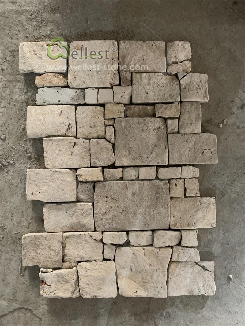 Natural Yellow Limestone Exterior Wall Stone, Stacked Stone Veneer