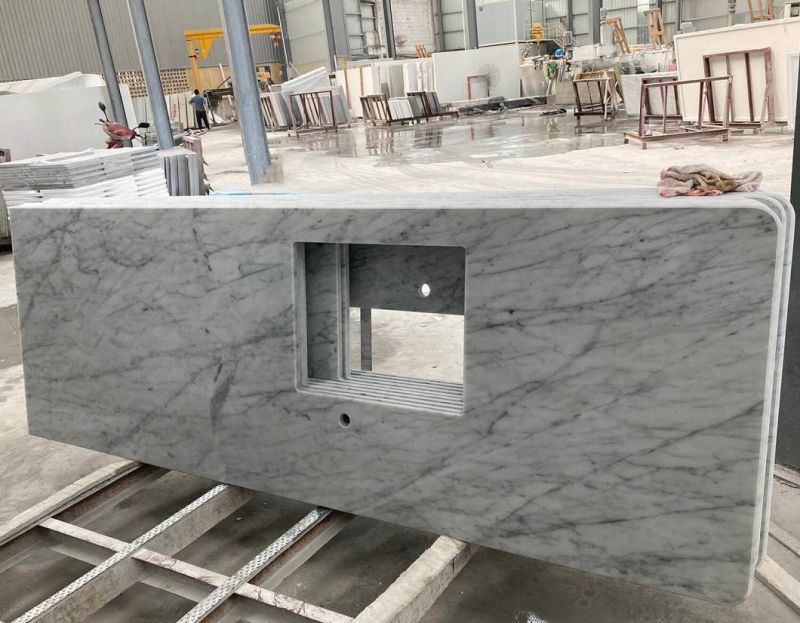 Honed Italian Bianco Carrara White Marble Single Bathroom Vanity Top