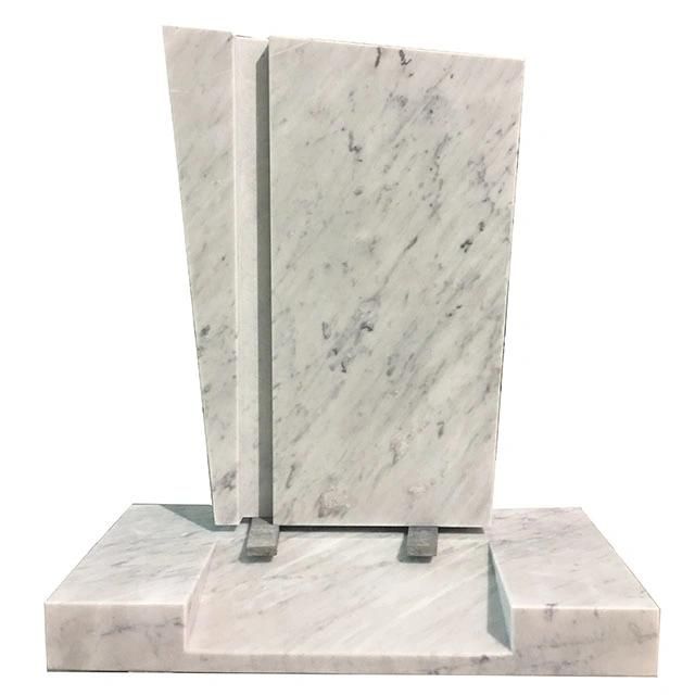 Modern Design Upright Bianco Carrara White Marble Monument