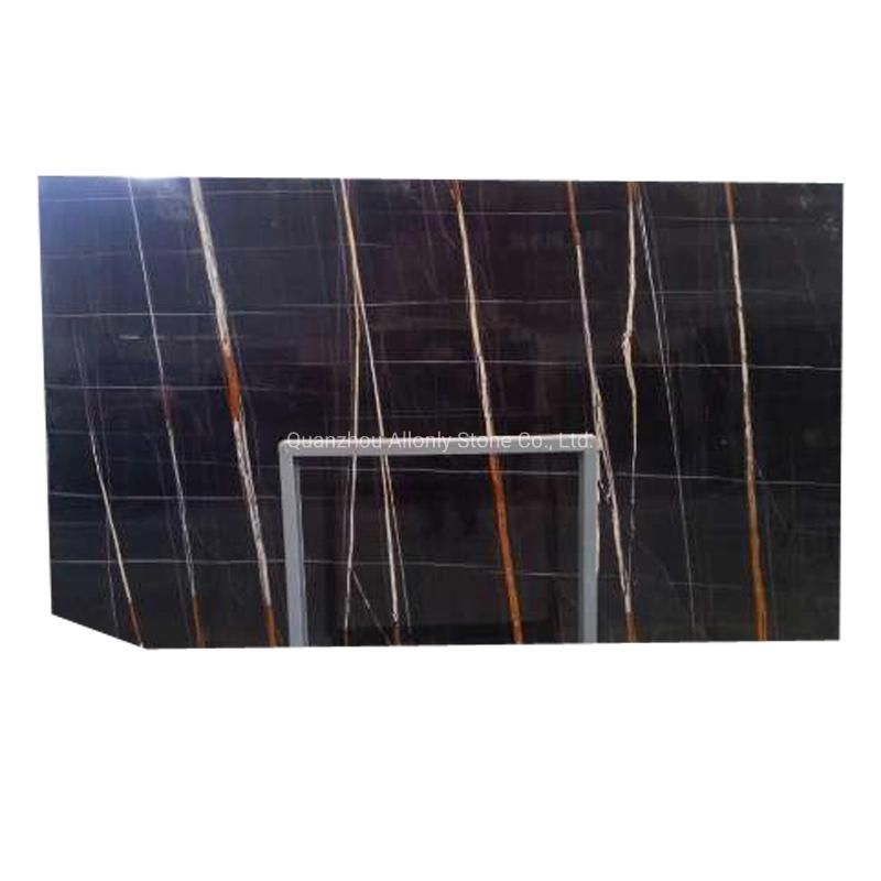 Nero Laurent Black Gold Marble Moulding Bathroom Wall Stone Tile