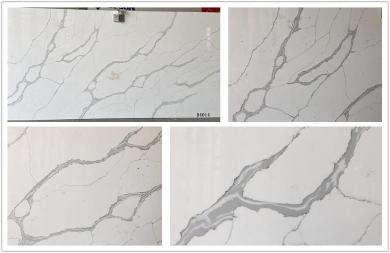 White/Snow/Grey/Calacatta/Cararra White Quartz Tiles for The Kitchen/Bathroom/Fireplace Wholesale (B4014)