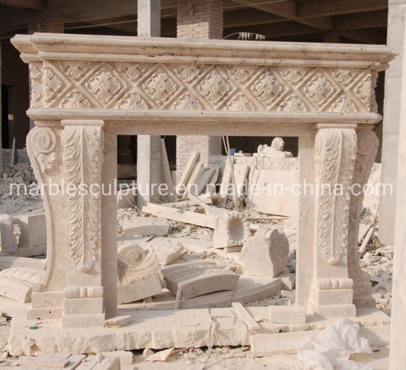 High Quality Chic Pure White Marble Fireplace Home Decoration (SYMF-271)