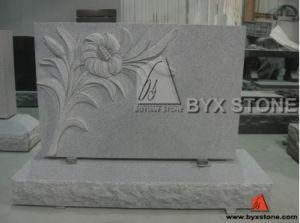 Stone Granite Monument / Headstone with Lifelike Flower Carving