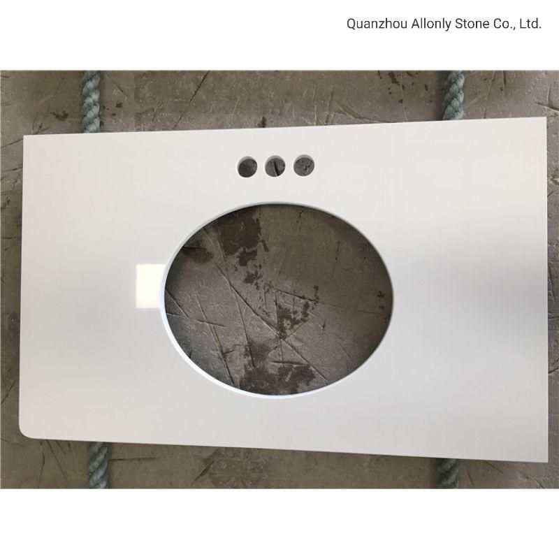 Wholesale Pure White Prefab Quartz Countertops for Bathroom and Kitchen