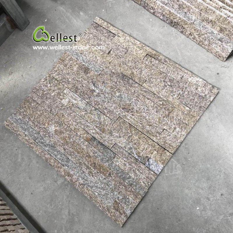 Yellow Tiger Skin Glued Quartzite Wall Panel for Cladding Stone