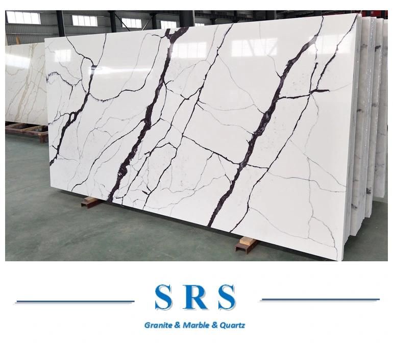 Artificial White Calacatta Sintered Stone Wholesale Price Artificial Calacatta Quartz Floor/Wall Cladding/Countertop