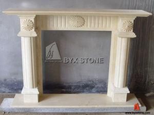 Beige Marble Carved Fireplace for Indoor Decoration