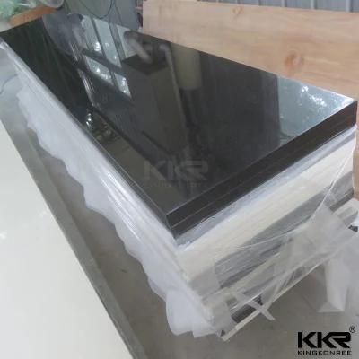 Free Samples Artificial Marble 20mm Black Solid Surface Sheet for Kitchen Countertop