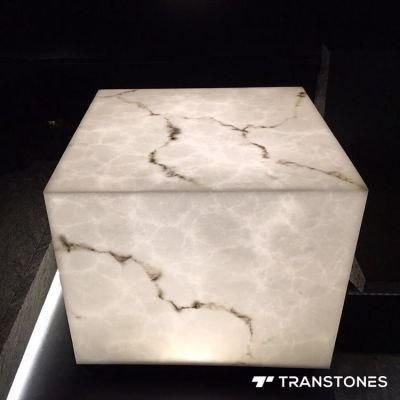 Translucent White Onyx Artificial Stone Lighting Box Columns Alabaster