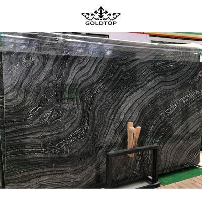 Natural Real Stone Black Ancient Wood Bookmatch Marble for Countertop Wall/Floor Tiles