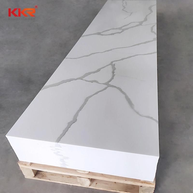 12mm, 15mm, 20mm Carrara White Marble Slab Corian Artificial Stone in Acrylic Solid Surface Slabs Materials