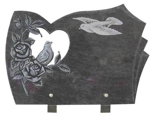 Antique Double Birds Flower Carvings Adult Cremation Plaque