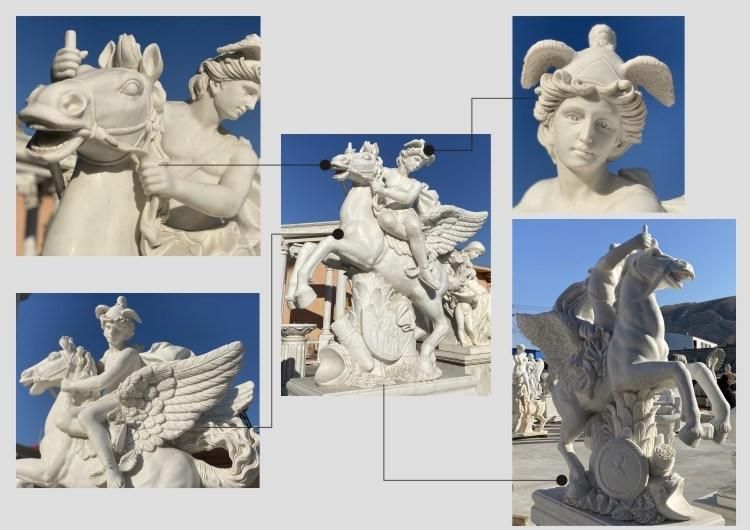 High Quality Hand Craved Lady Statue Marble Decorative Columns Pillars