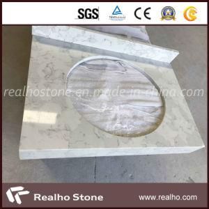 Polished Artificial Carrara White Quartz for Bathroom Vanity Tops