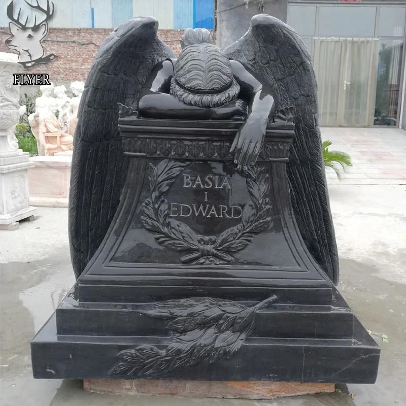 Outdoor Customized Antique Stone Angel Mourning Statues Marble Figure Weeping Sad Angel Sculpture Tombstone