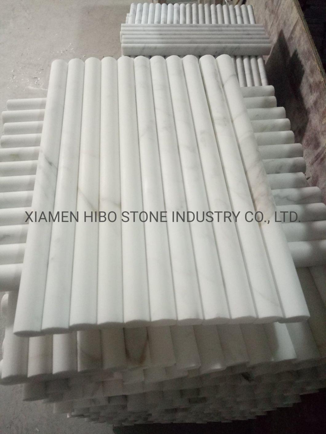 Italian Bianco Carrara White Marble Linear Polished Round Pencil/Base/Ogee/Crown Border Molding