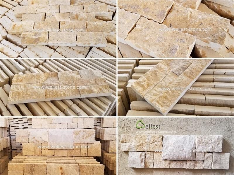 Wholesale Good Price Natural Yellow Limestone Wall Cladding Stone Tile, Stacked Stone Veneer