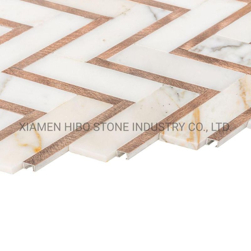 Calacatta Gold/Calacatta Oro Marble Herringbone Tile Good for Kitchen Backsplashes