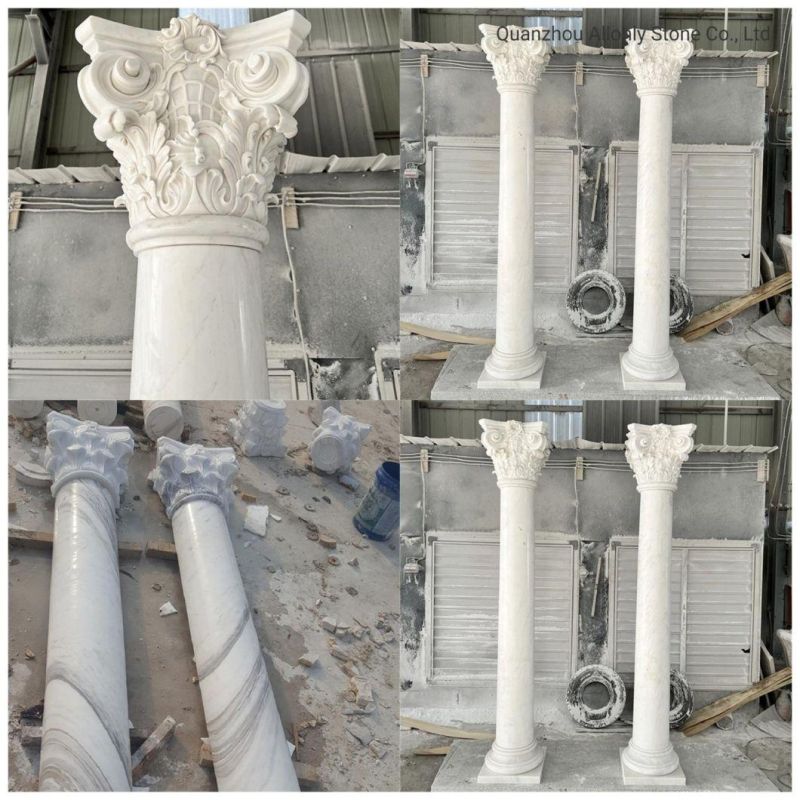 Decorative Church Pulpit Designs Round White Marble Column Roman Pillar