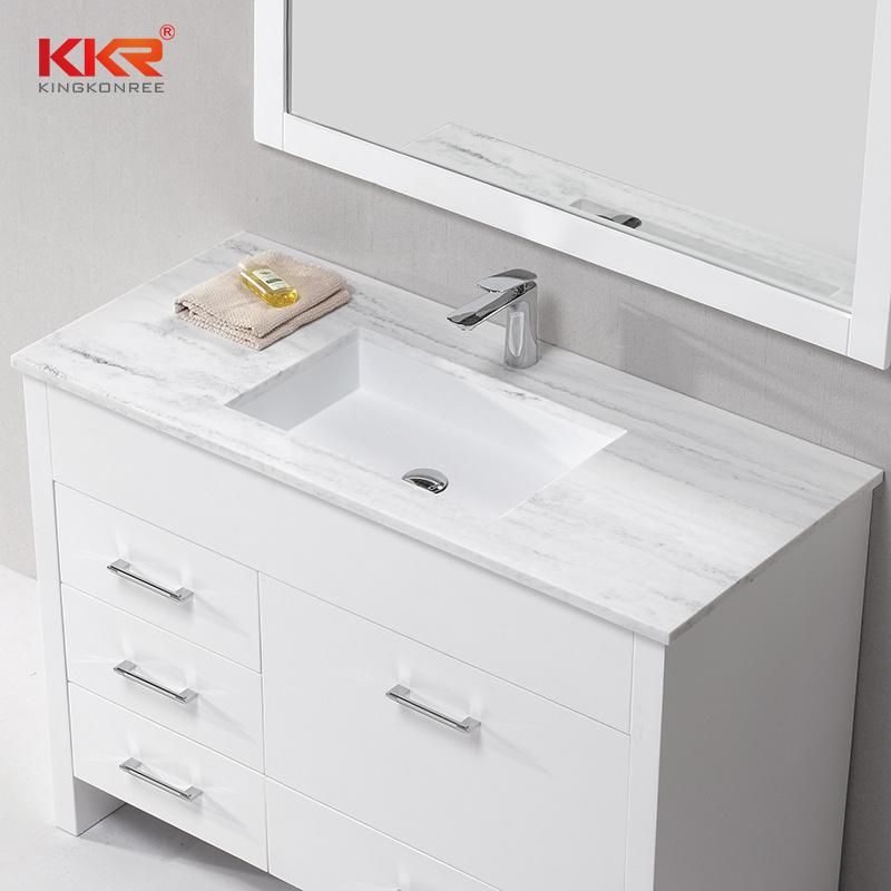Ada Vanity Customized Black Solid Surface Square Vanity
