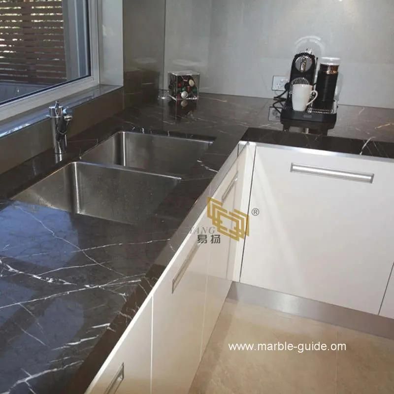 Natural Polished Petra Dark Gray Marble Stone Tile/Slab for Kitchen/Wall/Bathroom/Flooring/Vanity Top