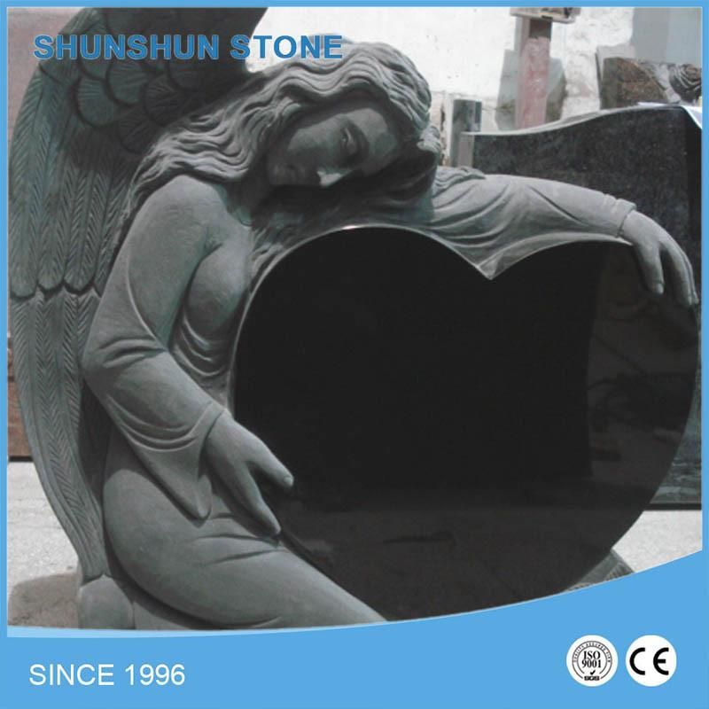 European Style Black Granite Angel Spain Tombstone