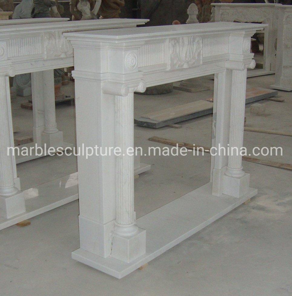 Factory Wholesale White Marble Fireplace in Stock (SYMF-282)