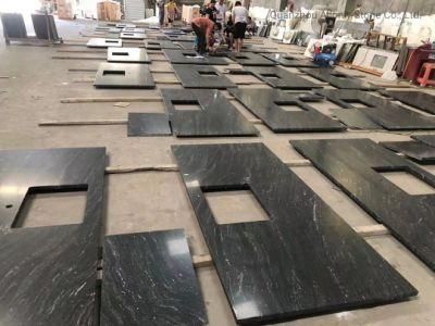Wholesale Precut Black Quartz Solid Surface Kitchen Countertop with Sink