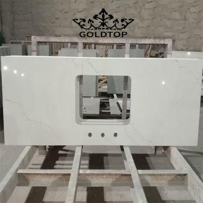 Artificial Polished/Honed 3200X1600mm Calacatta White/Black/Grey Venatino Statuario Quartz Vanity Top for Kitchen/Bathroom Slab/Tile/Worktop