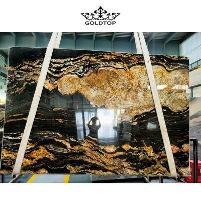 Chinese Ornament Natural Stone Polished/ Honed Surface Bathroom/Kitchen /Living Room Countertop Black and Gold Vein Cosmic Gold Granite for Home