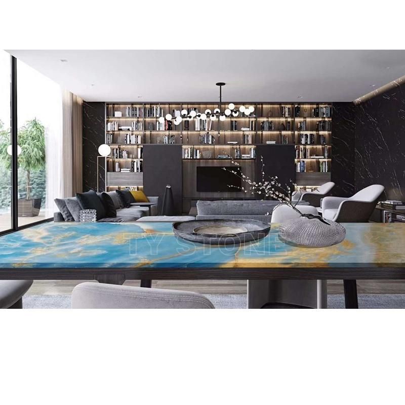 Custom Background Wall Design Blue Onyx Tile