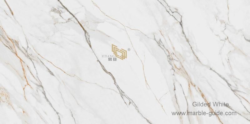 Gilded White Sintered Stone with Grey/Black/Gold Veins for Home Furniture
