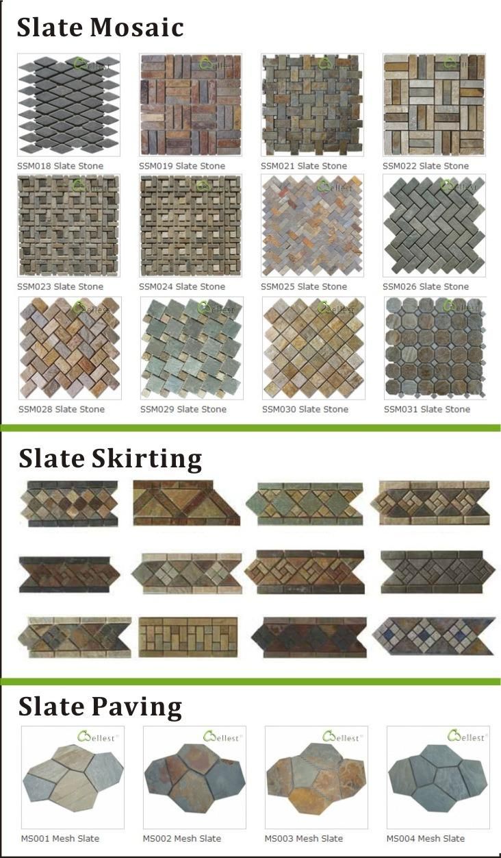 Golden Rusty Flamed Quartzite Paver Mesh for Walkway and Patio Paving