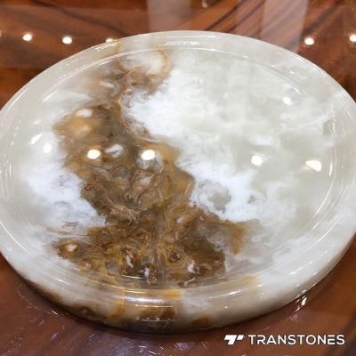 Hot Sale Translucent Polished Alabaster Stone Customized Onyx Trays