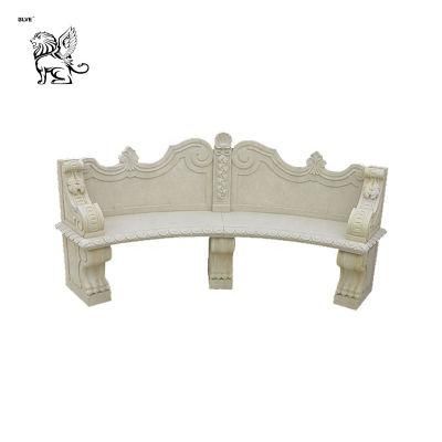 Classical High Quality Hand-Carving Cream Marble Sitting Bench Mbg-21