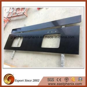 Polished Black Quartz Stone Kitchen Countertop