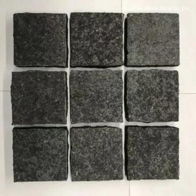 Natural Split Black Basalt Cobblestone Granite Paving Stone Driveway