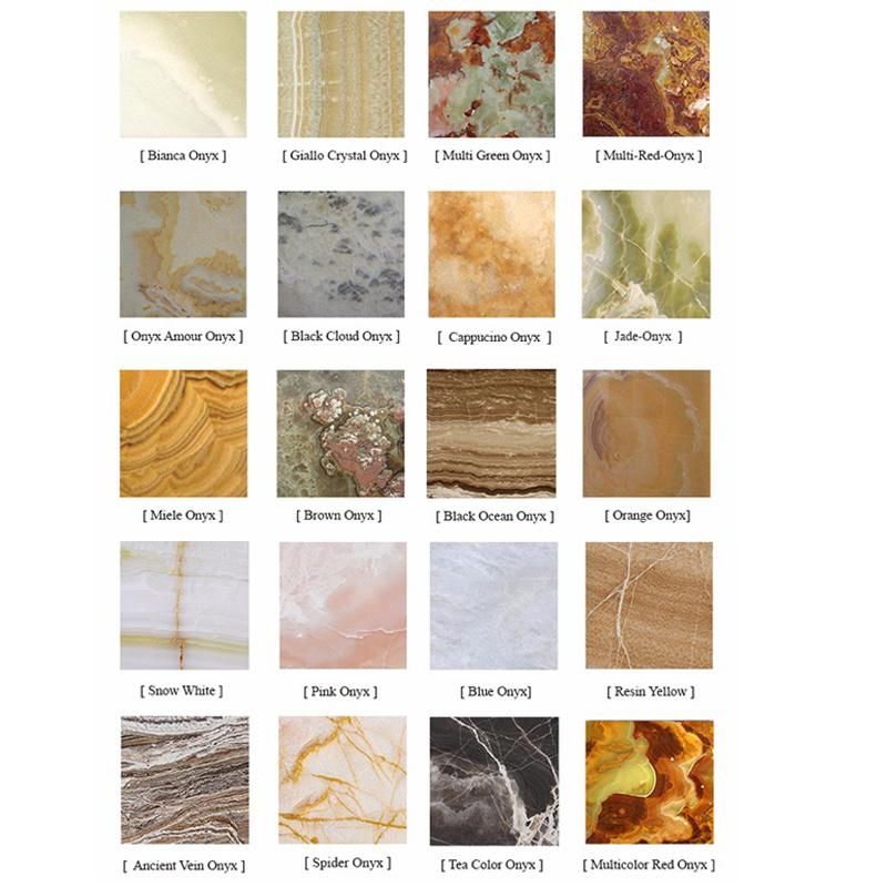 Hotel House Decorative Yellow/Honey/Blue/Black/Pink/Green/White/Cream/Blue/Orange Natural Stone Onyx for Wall and Flooring