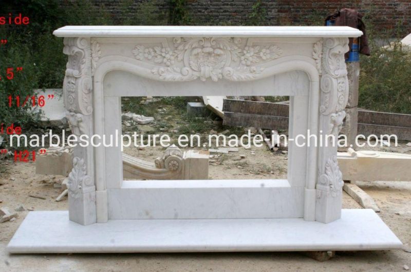 Beautiful Cheap Price Elegant Natural White Marble Fireplace (SYMF-174)