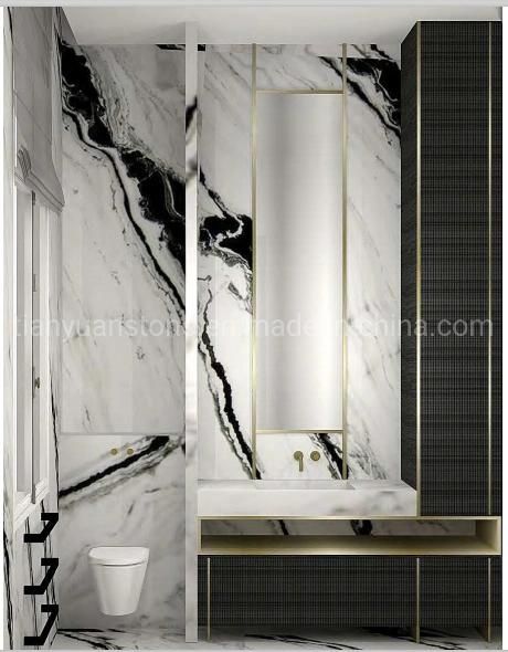 Panda White Marble Stair White Marble Bookmatch Slab Wall Shower Flooring