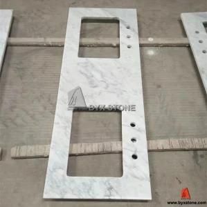 Carrara White Marble Bathroom Vanity Tops with Two Hole Cutting