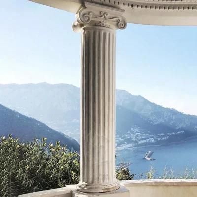 Outdoor Natural Stone Hand Carved Building Construction Project Large Marble Pillar Roman Column for Sale