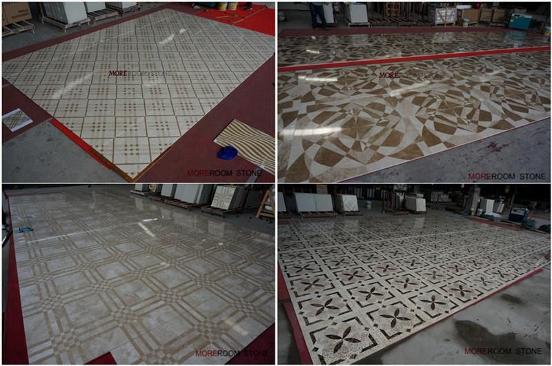 Bathroom Floor and Wall Design Water Jet Black and White Marble