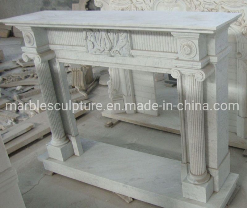 Home Decoration White Marble Fireplace in Stock (SYMF-269)