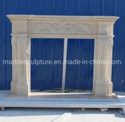 Elegant Hand Carved Marble Fireplace Mantel Home Decoration (SYMF-295)