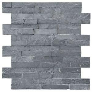 Wall Panel Slate Stackstone Black 10X36X0.8-1.3 Cm
