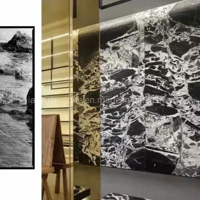 Polished Napoleon Black Marble with White Veins